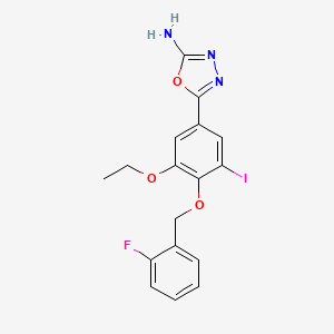 5-(3-Ethoxy-4-((2-fluorobenzyl)oxy)-5-iodophenyl)-1,3,4-oxadiazol-2-amine