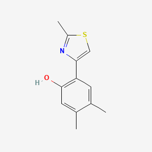 molecular formula C12H13NOS B11789832 4,5-Dimethyl-2-(2-methylthiazol-4-yl)phenol 