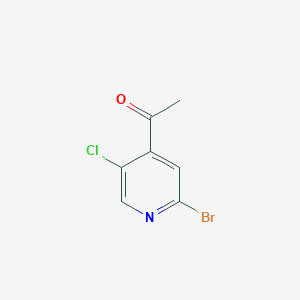 molecular formula C7H5BrClNO B11789845 1-(2-Bromo-5-chloropyridin-4-yl)ethanone 