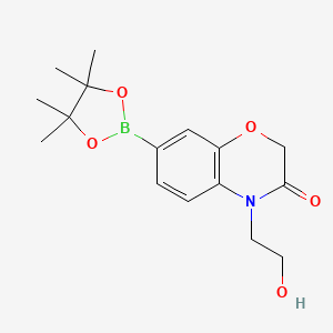 molecular formula C16H22BNO5 B11789955 4-(2-Hydroxyethyl)-7-(4,4,5,5-tetramethyl-1,3,2-dioxaborolan-2-yl)-2H-benzo[b][1,4]oxazin-3(4H)-one 