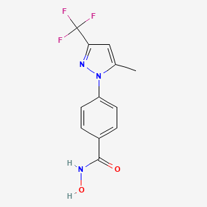 molecular formula C12H10F3N3O2 B11790046 N-Hydroxy-4-(5-methyl-3-(trifluoromethyl)-1H-pyrazol-1-yl)benzamide 