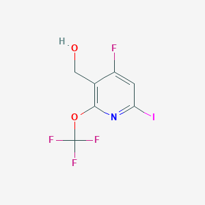 molecular formula C7H4F4INO2 B11790050 4-Fluoro-6-iodo-2-(trifluoromethoxy)pyridine-3-methanol 