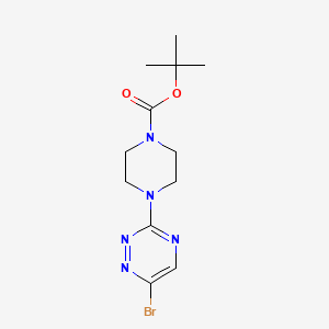 molecular formula C12H18BrN5O2 B11790150 Tert-butyl 4-(6-bromo-1,2,4-triazin-3-yl)piperazine-1-carboxylate 