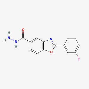 molecular formula C14H10FN3O2 B11790181 2-(3-Fluorophenyl)benzo[d]oxazole-5-carbohydrazide 