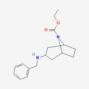 molecular formula C17H24N2O2 B11790190 Ethyl 3-(benzylamino)-8-azabicyclo[3.2.1]octane-8-carboxylate 