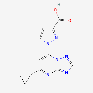 molecular formula C12H10N6O2 B11790276 1-(5-Cyclopropyl-[1,2,4]triazolo[1,5-a]pyrimidin-7-yl)-1H-pyrazole-3-carboxylic acid 