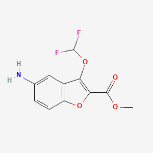 molecular formula C11H9F2NO4 B11790411 Methyl 5-amino-3-(difluoromethoxy)benzofuran-2-carboxylate 