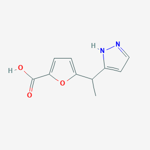 molecular formula C10H10N2O3 B11790426 5-(1-(1H-Pyrazol-3-yl)ethyl)furan-2-carboxylic acid 