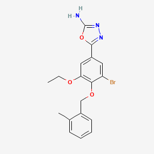 molecular formula C18H18BrN3O3 B11790444 5-(3-Bromo-5-ethoxy-4-((2-methylbenzyl)oxy)phenyl)-1,3,4-oxadiazol-2-amine 