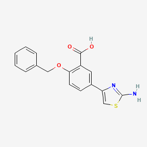 molecular formula C17H14N2O3S B11790487 5-(2-Aminothiazol-4-yl)-2-(benzyloxy)benzoic acid 