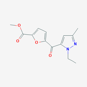 molecular formula C13H14N2O4 B11790523 Methyl5-(1-ethyl-3-methyl-1H-pyrazole-5-carbonyl)furan-2-carboxylate 