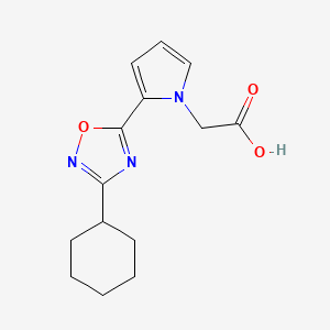 molecular formula C14H17N3O3 B11790560 2-(2-(3-Cyclohexyl-1,2,4-oxadiazol-5-yl)-1H-pyrrol-1-yl)acetic acid 