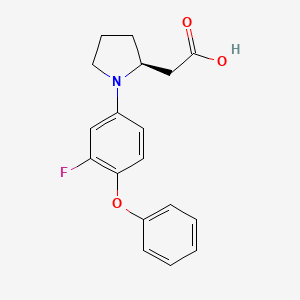 molecular formula C18H18FNO3 B11790697 (S)-2-(1-(3-Fluoro-4-phenoxyphenyl)pyrrolidin-2-YL)acetic acid 