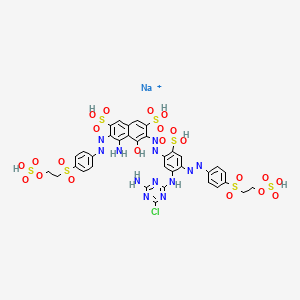 molecular formula C9H8N2O4S B1179080 Sodium;5-amino-3-[[5-[(4-amino-6-chloro-1,3,5-triazin-2-yl)amino]-2-sulfo-4-[[4-(2-sulfooxyethylsulfonyl)phenyl]diazenyl]phenyl]diazenyl]-4-hydroxy-6-[[4-(2-sulfooxyethylsulfonyl)phenyl]diazenyl]naphthalene-2,7-disulfonic acid CAS No. 157707-93-2