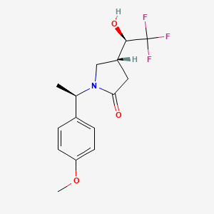 molecular formula C15H18F3NO3 B11790846 (R)-1-((R)-1-(4-Methoxyphenyl)ethyl)-4-((R)-2,2,2-trifluoro-1-hydroxyethyl)pyrrolidin-2-one 