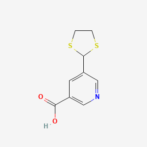 molecular formula C9H9NO2S2 B11790878 5-(1,3-Dithiolan-2-yl)nicotinic acid 