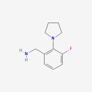 molecular formula C11H15FN2 B11791104 (3-Fluoro-2-(pyrrolidin-1-yl)phenyl)methanamine 