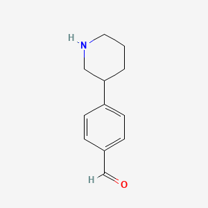 molecular formula C12H15NO B11791283 4-(Piperidin-3-yl)benzaldehyde 