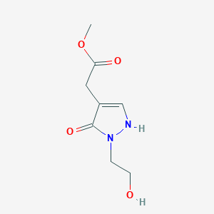 molecular formula C8H12N2O4 B11791304 Methyl 2-(5-hydroxy-1-(2-hydroxyethyl)-1H-pyrazol-4-yl)acetate 