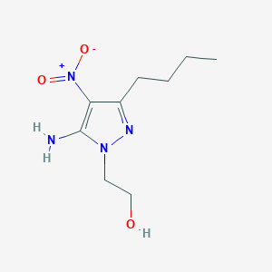 molecular formula C9H16N4O3 B11791349 2-(5-Amino-3-butyl-4-nitro-1H-pyrazol-1-yl)ethanol 