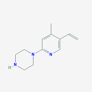 molecular formula C12H17N3 B11791361 1-(4-Methyl-5-vinylpyridin-2-yl)piperazine 