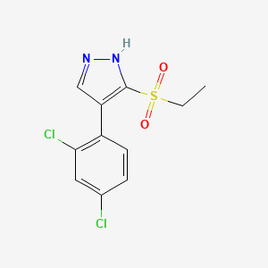 molecular formula C11H10Cl2N2O2S B11791452 4-(2,4-Dichlorophenyl)-3-(ethylsulfonyl)-1H-pyrazole 