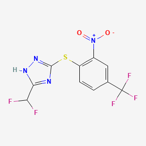 molecular formula C10H5F5N4O2S B11791536 3-(Difluoromethyl)-5-((2-nitro-4-(trifluoromethyl)phenyl)thio)-4H-1,2,4-triazole 