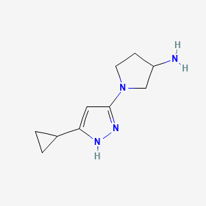 molecular formula C10H16N4 B11791557 1-(5-Cyclopropyl-1H-pyrazol-3-yl)pyrrolidin-3-amine 