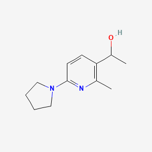 molecular formula C12H18N2O B11791571 1-(2-Methyl-6-(pyrrolidin-1-yl)pyridin-3-yl)ethanol 