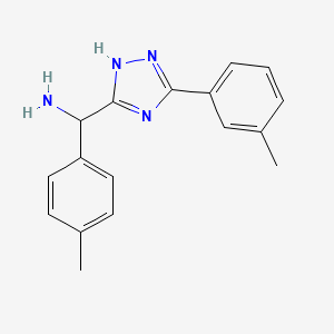 molecular formula C17H18N4 B11791618 p-Tolyl(5-(m-tolyl)-1H-1,2,4-triazol-3-yl)methanamine 