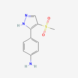 molecular formula C10H11N3O2S B11791663 4-(4-(Methylsulfonyl)-1H-pyrazol-3-yl)aniline 