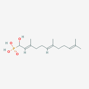 molecular formula C15H27O4P B117917 (1-Hydroxy-3,7,11-trimethyldodeca-2,6,10-trienyl)phosphonic acid CAS No. 148796-53-6