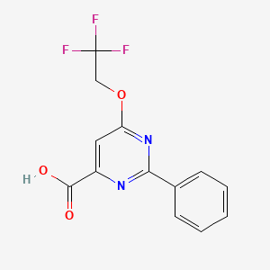 molecular formula C13H9F3N2O3 B11791756 2-Phenyl-6-(2,2,2-trifluoroethoxy)pyrimidine-4-carboxylic acid 