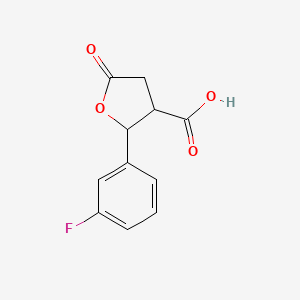 molecular formula C11H9FO4 B11791832 2-(3-Fluorophenyl)-5-oxotetrahydrofuran-3-carboxylic acid 