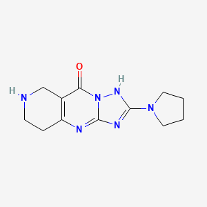 molecular formula C12H16N6O B11791860 2-(Pyrrolidin-1-yl)-5,6,7,8-tetrahydropyrido[4,3-d][1,2,4]triazolo[1,5-a]pyrimidin-9(4H)-one 