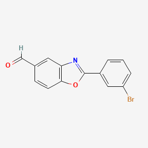 molecular formula C14H8BrNO2 B11791914 2-(3-Bromophenyl)benzo[d]oxazole-5-carbaldehyde 