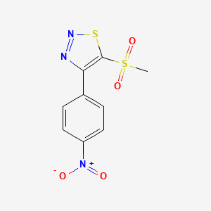 molecular formula C9H7N3O4S2 B11791992 5-(Methylsulfonyl)-4-(4-nitrophenyl)-1,2,3-thiadiazole 