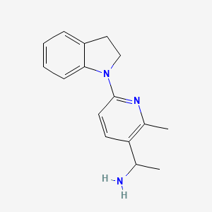 molecular formula C16H19N3 B11792019 1-(6-(Indolin-1-yl)-2-methylpyridin-3-yl)ethanamine 