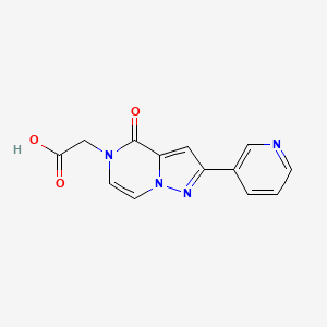 molecular formula C13H10N4O3 B11792099 2-(4-Oxo-2-(pyridin-3-yl)pyrazolo[1,5-a]pyrazin-5(4H)-yl)acetic acid 