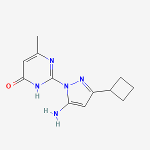 molecular formula C12H15N5O B11792121 2-(5-Amino-3-cyclobutyl-1H-pyrazol-1-yl)-6-methylpyrimidin-4(3H)-one 