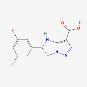 molecular formula C12H9F2N3O2 B11792128 2-(3,5-Difluorophenyl)-2,3-dihydro-1H-imidazo[1,2-b]pyrazole-7-carboxylic acid 