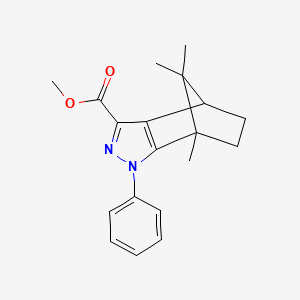 molecular formula C19H22N2O2 B11792167 Methyl 7,8,8-trimethyl-1-phenyl-4,5,6,7-tetrahydro-1H-4,7-methanoindazole-3-carboxylate 