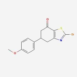 molecular formula C14H12BrNO2S B11792187 2-Bromo-5-(4-methoxyphenyl)-5,6-dihydrobenzo[d]thiazol-7(4H)-one 