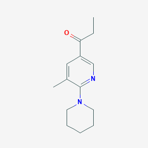 molecular formula C14H20N2O B11792290 1-(5-Methyl-6-(piperidin-1-yl)pyridin-3-yl)propan-1-one 