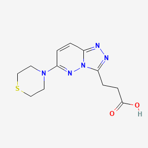 molecular formula C12H15N5O2S B11792310 3-(6-Thiomorpholino-[1,2,4]triazolo[4,3-b]pyridazin-3-yl)propanoic acid 