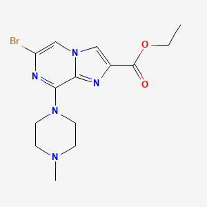 molecular formula C14H18BrN5O2 B11792323 Ethyl 6-bromo-8-(4-methylpiperazin-1-YL)imidazo[1,2-A]pyrazine-2-carboxylate 