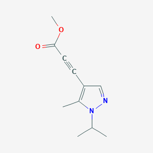 molecular formula C11H14N2O2 B11792390 Methyl 3-(1-isopropyl-5-methyl-1H-pyrazol-4-yl)propiolate CAS No. 1354706-63-0