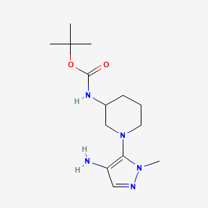 molecular formula C14H25N5O2 B11792433 tert-Butyl (1-(4-amino-1-methyl-1H-pyrazol-5-yl)piperidin-3-yl)carbamate 