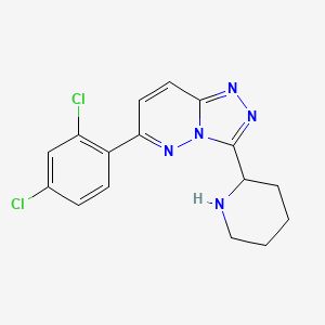 molecular formula C16H15Cl2N5 B11792453 6-(2,4-Dichlorophenyl)-3-(piperidin-2-yl)-[1,2,4]triazolo[4,3-b]pyridazine 