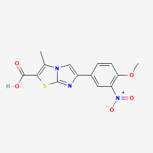 molecular formula C14H11N3O5S B11792481 6-(4-Methoxy-3-nitrophenyl)-3-methylimidazo[2,1-b]thiazole-2-carboxylic acid 